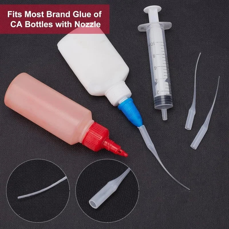 Glue Tips, 100pcs Plastic Glue Micro-Tips Glue Extender Precision CA Glue Applicator for Arts Crafts Hobby Projects Guitar Oasis Select