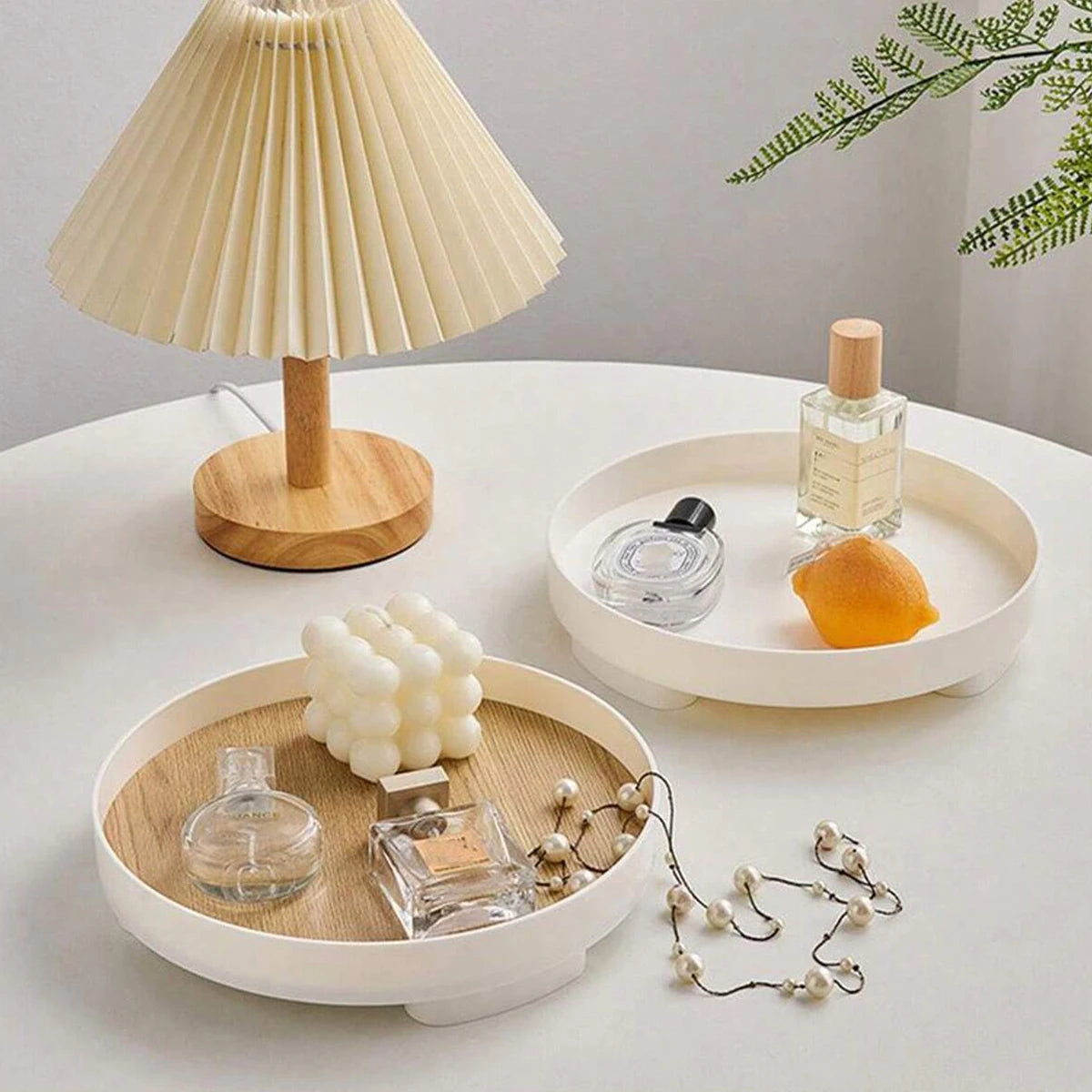 Minimalist Style Circular Wooden Tray For Living Room, Home Snacks, Aromatherapy, Cosmetics, Jewelry Storage Tray Oasis Select