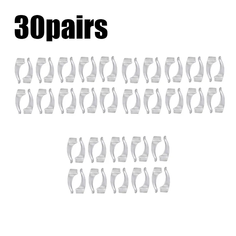 10/20/30/40Pairs Silicone Anti-Slip Eyeglass Hooks Comfortable Secure Glasses Holders For Activities Eyewear Accessories Oasis Select 30pairs clear