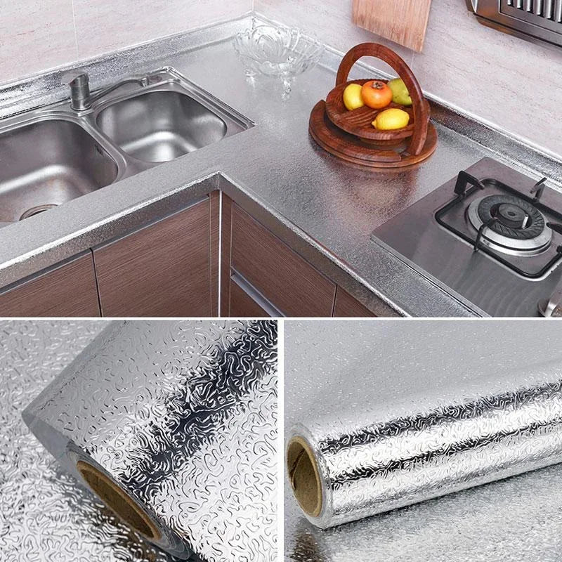 40cm Wide Self-Adhesive Aluminum Foil Waterproof And Oil-Proof Kitchen Stickers Suitable For Countertops Drawers And Cabinets. Oasis Select