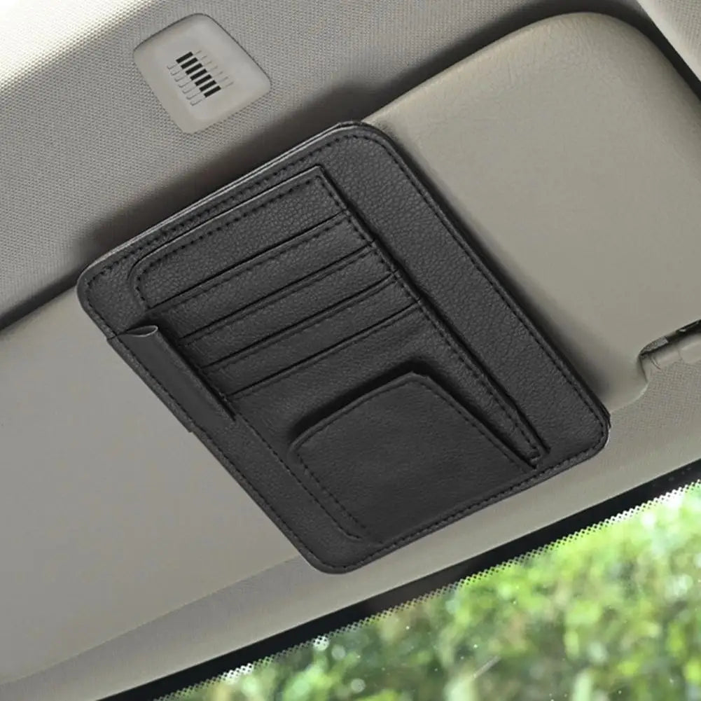 Car Sun Visor Organizer Multi-Pocket Business Card Storage Management Sunglasses Holder Visor Accessories Auto Interior Oasis Select black