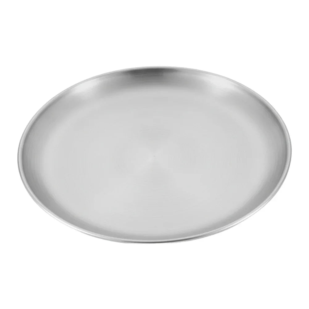 Stainless Steel Plates Korean Style Grilled Meat Plates BBQ Meat Plate Vegetable Fruit Storage Tray Picnic Dishes Cookware Oasis Select 23cm