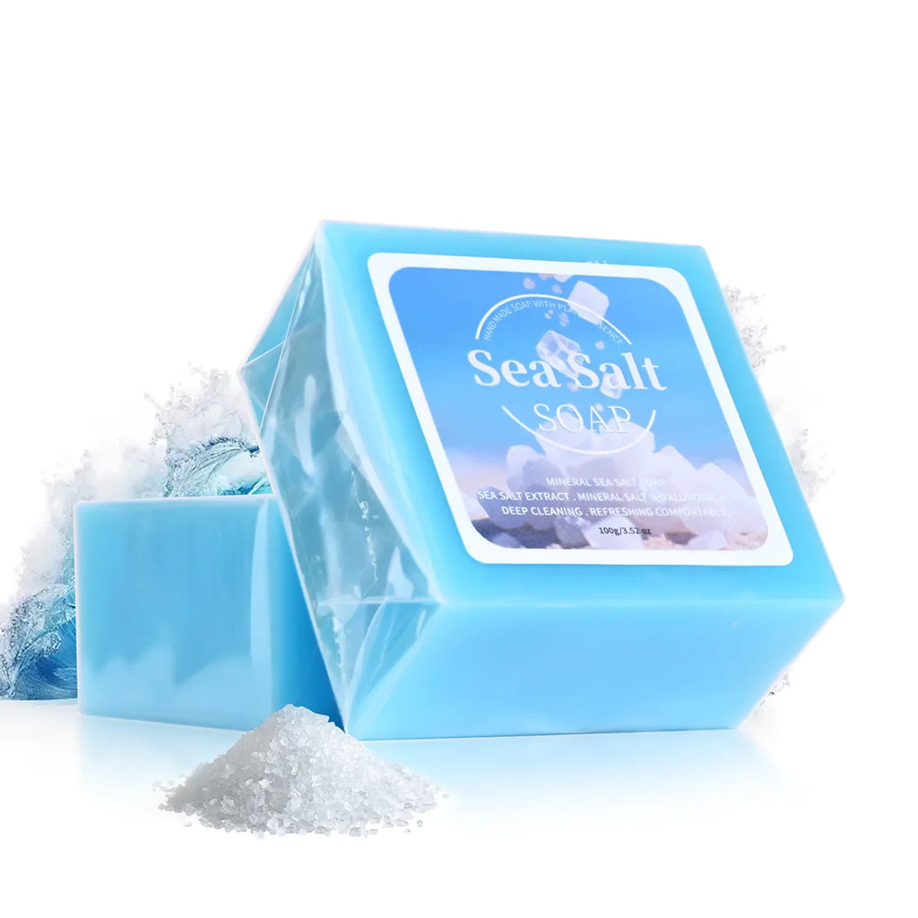 B+Hyaluronic Acid Sea Salt Deep Cleaning Handmade Soap For Cleansing And Bathing 100G Portable Travel Cleaning Soap Oasis Select 100g