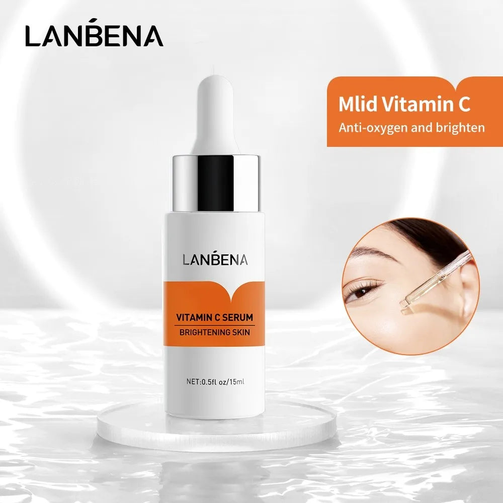 LANBENA Vitamin C Serum For Face Cream Whitening Moisturizing Freckles Remover Fades Spots Skin Care 15ml Oasis Select