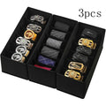 3-Pack Black Fabric Belt& Tie Organizer, Closet Organization Drawer Storage, Foldable Non-Woven Holder for Dresser Oasis Select 3pcs Black