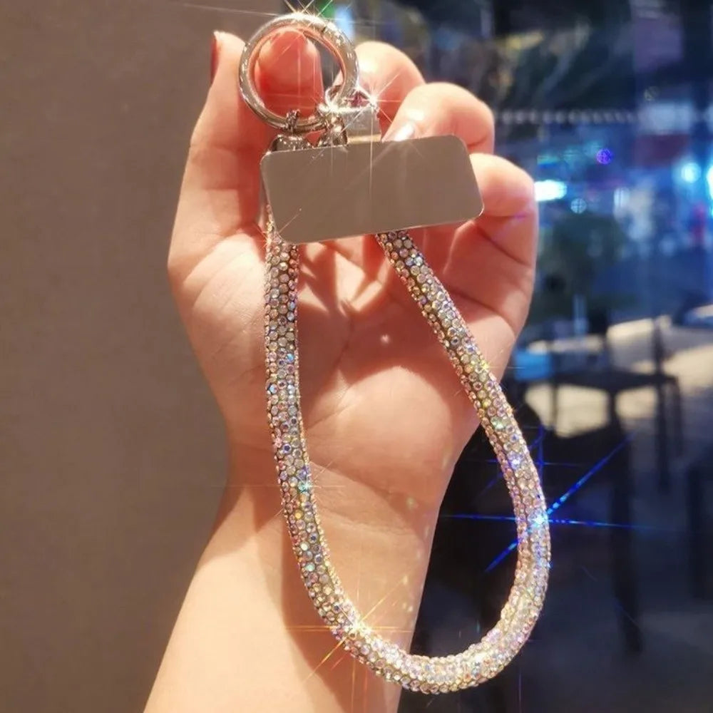 Diamond Luxury Phone Lanyard Metal Clip Bold Rhinestone Full Diamond Lanyard Short Pendant Sturdy Design Universal Phone Lanyard Oasis Select
