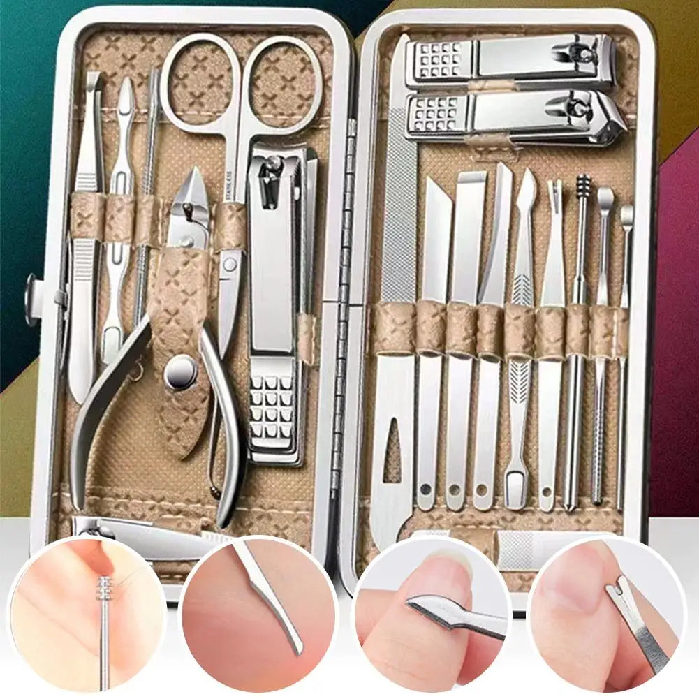 19-Piece Manicure Pedicure Set – Stainless Steel Nail Kit Nail Care Kit Oasis Select