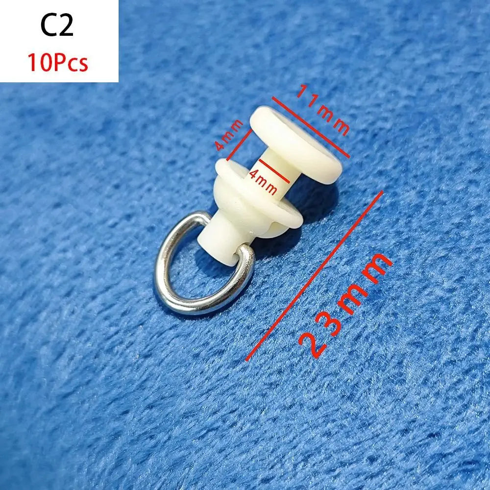 10Pcs Straight Curved Track Rollers Curtain Wheels Rail Curtains Hook Ring Slider Furniture Hardware Curtain Rod Pulley Hanging Oasis Select C2