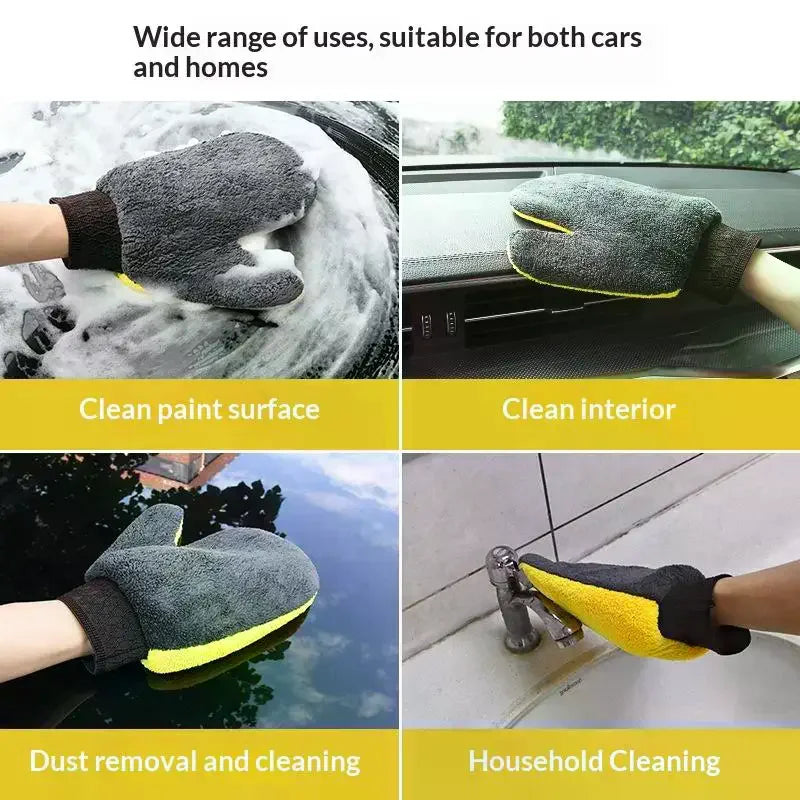 1/2 Pcs Microfiber Car Washing Glove Double-Faced Thickened Coral Fleece Cleaning Brush Gloves Car Detailing Cleaner Care Tool Oasis Select