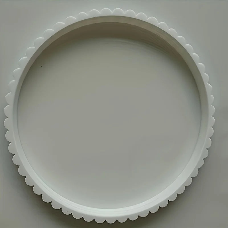 White Round Coffee Table Tray Modern Wave Shaped Decorative Tray Multipurpose Tray for Home Living Room Kitchen Bathroom Oasis Select