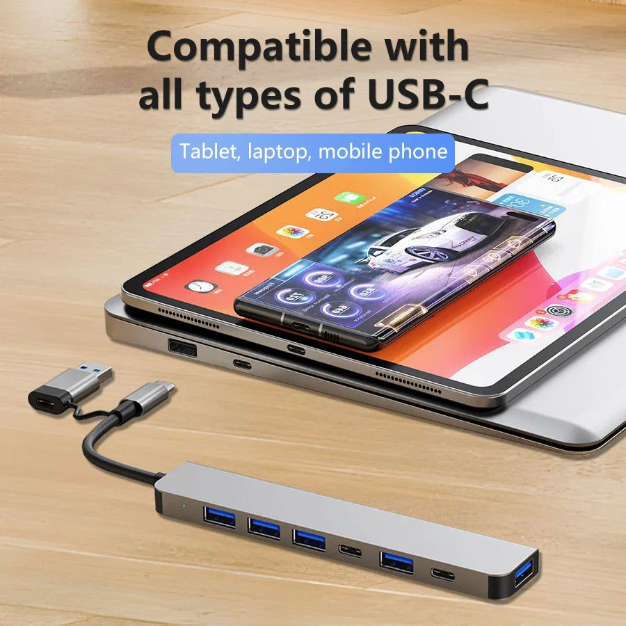 GGBEE 8-in-2 USB-C Hub – 4 USB Ports & SD Card Reader USB-C Hub Oasis Select