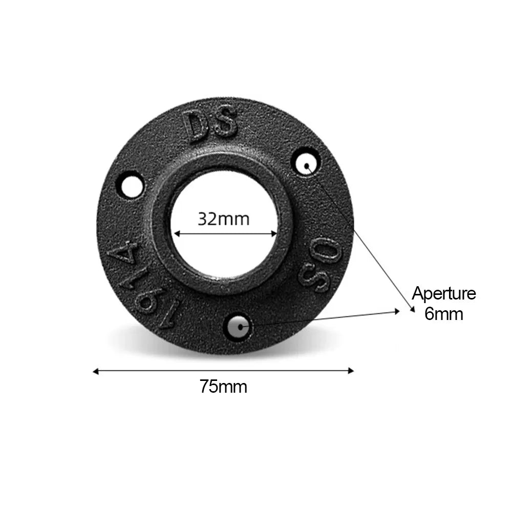New Painted Floor Flange Black With Threaded Hole Iron Pipe Flange Industrial Vintage style Pipe Fittings Home Oasis Select 3 holes 1-- 16mm