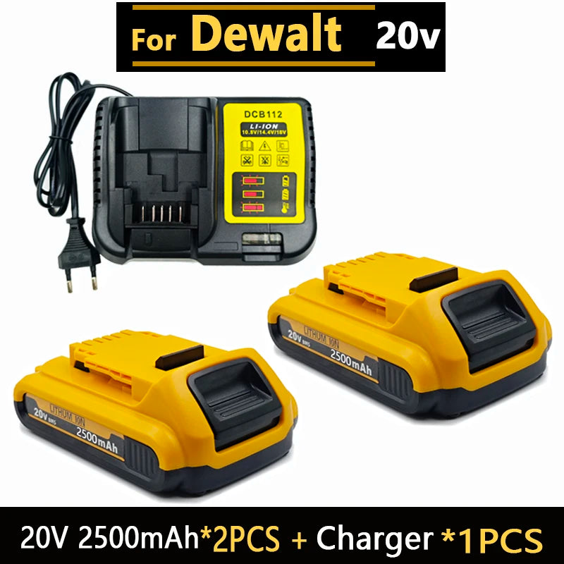 Big promotion 20V lithium ion battery, for dewalt power tool DCB606 DCBGene DCB206 DCB200 MAX 20V batteries// Oasis Select 2Pcs 2.5Ah-1Pcs EU