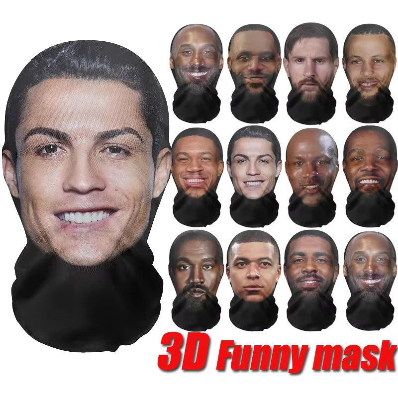 New 3D Printed Funny Mask Elastic Mesh Disguise Full Face Mask for Men Women Cosplay Headwear Hip Hop Fashion Hood Hat Headgear Oasis Select