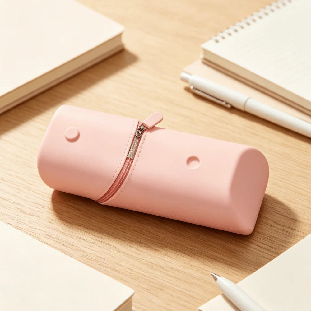 Large- Capacity Silicone Pencil Case Soft Macaron Portable Expandable Stationery Storage Bag Solid Color Multifunctional Oasis Select