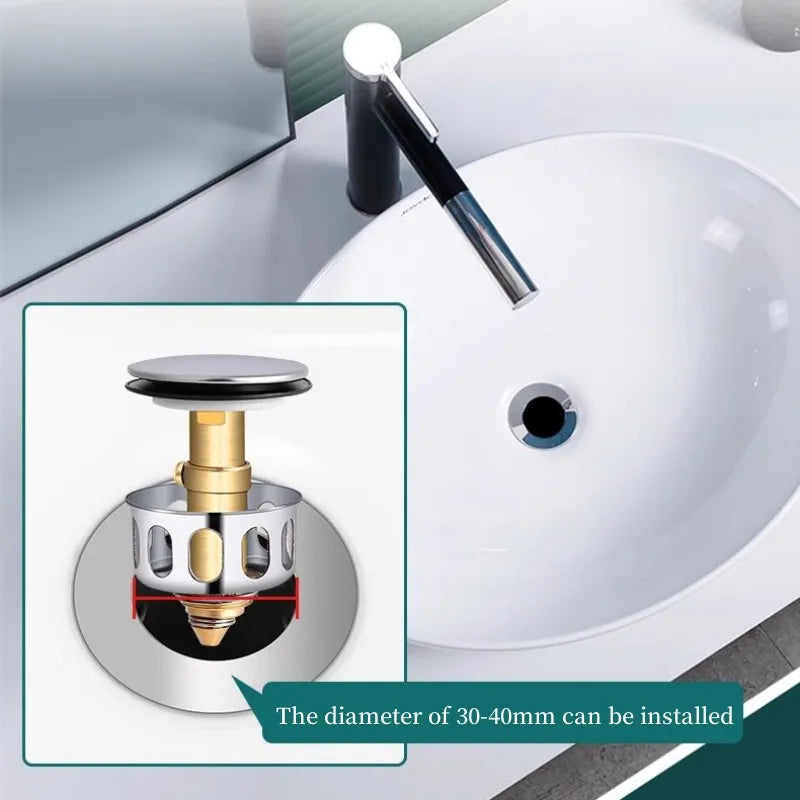 Basin Drains Universal Metal Filter Valve Pop-up Drainer Waste Stopper Bathtub Strainer Plug Hair Catchers Bathroom Accessories Oasis Select