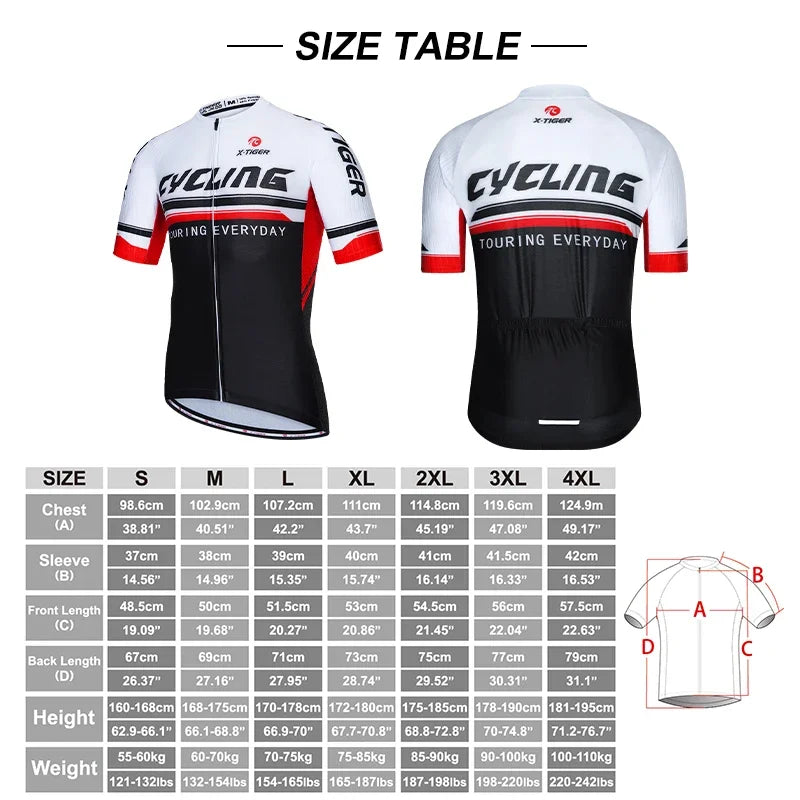 Ｘ-TIGER Men Cycling Jersey Bike Short Sleeve with 4 Rear Pockets Breathable Quick Dry Biking Shirt MTB Racing Clothing Oasis Select