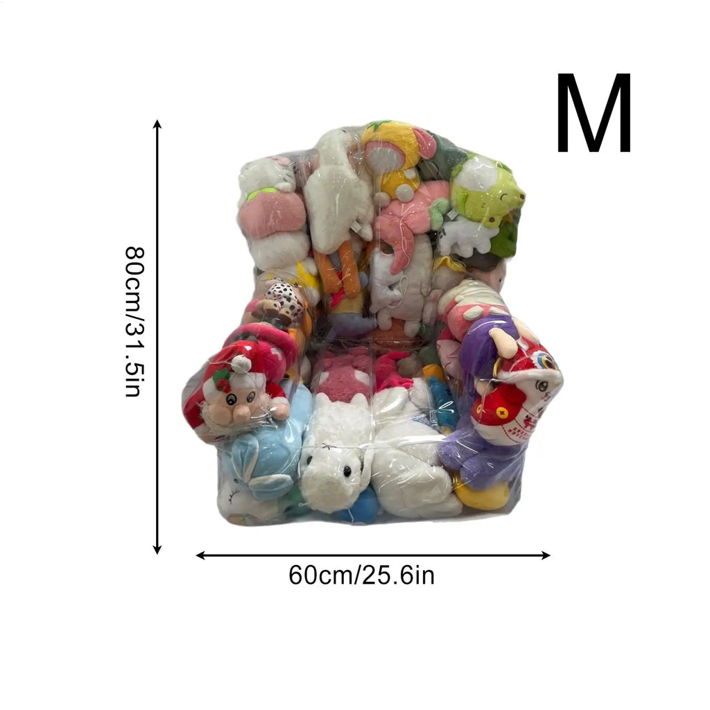Stuffed Animal Bean Bag Storage Clear Waterproof Toy Organizer Bags with Zipper Sack for Corner Sofa Adults Dorm Bed Floor Room Oasis Select