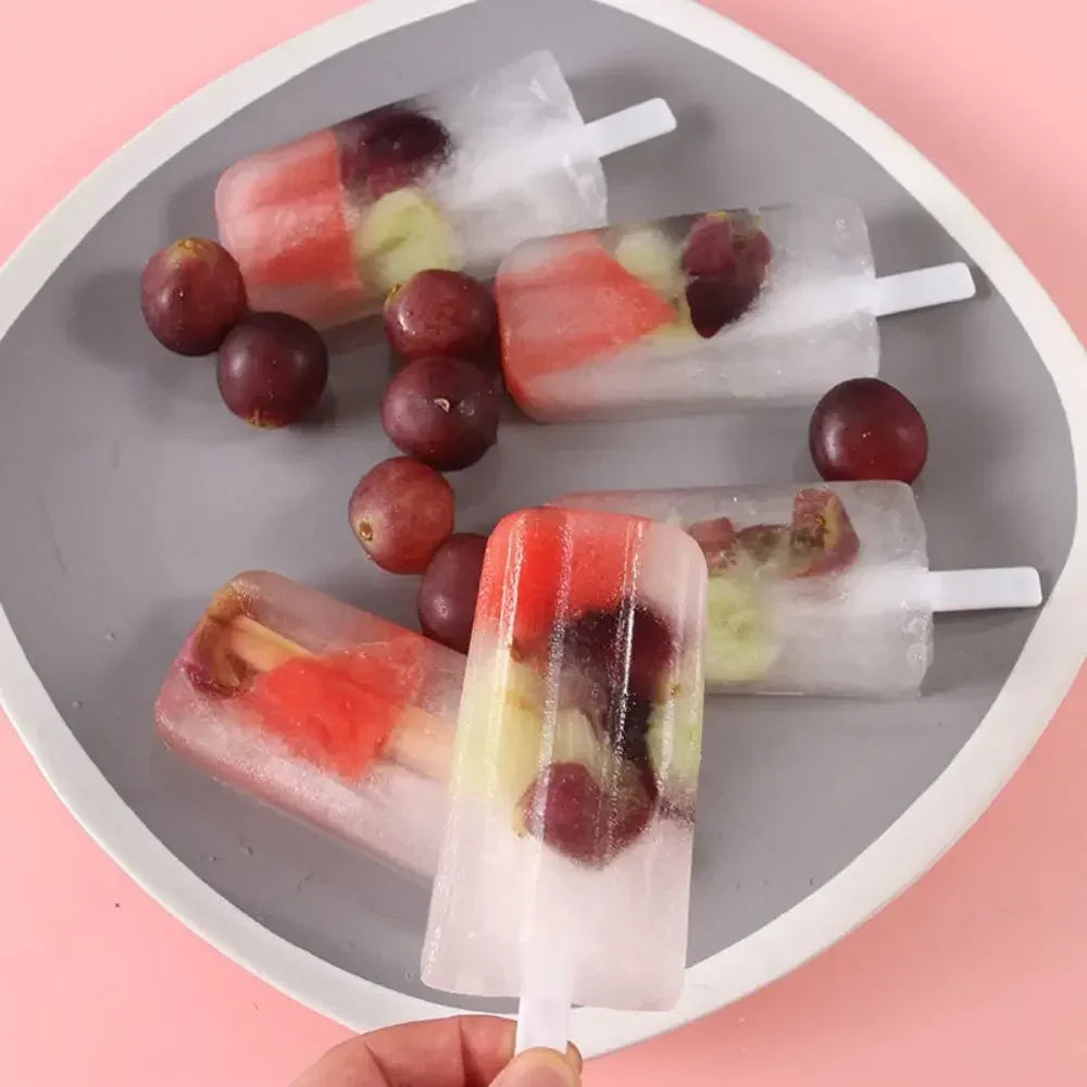 1-10PCS 4 Compartment Ice Cream Molds with Lid DIY Popsicle Maker Box Reusable Frozen Treat Mold for Kids Summer Kitchen Tool Oasis Select