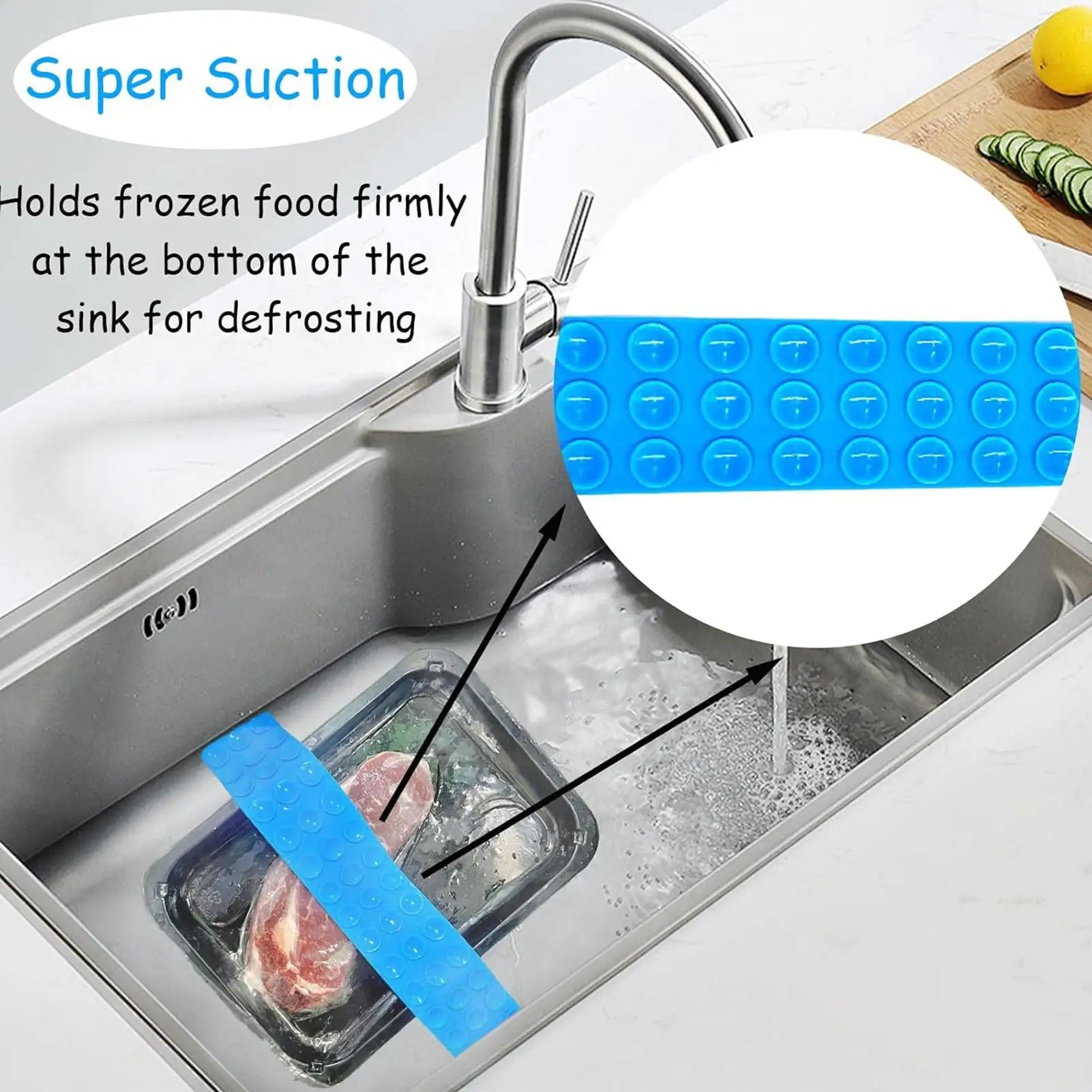 Silicone Sink Thawing Belt with Suction Cups 1PC Defrosting Stripes Rapid Thaw Defrosting Belt Multifunctional Quick Thaw Belt Oasis Select