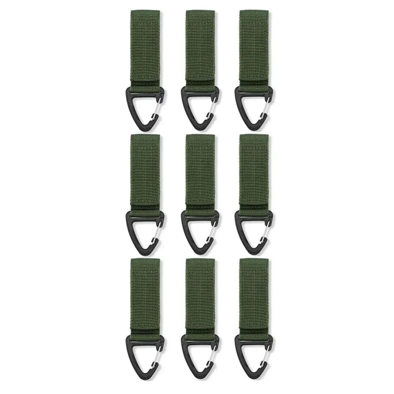 3/6/9PCS Nylon Hang Buckle Strap Outdoor Carabiners Tactical Buckle Belt Clips Keychain Camping Hanging Hooks Camping Tool Oasis Select 9pcs Green