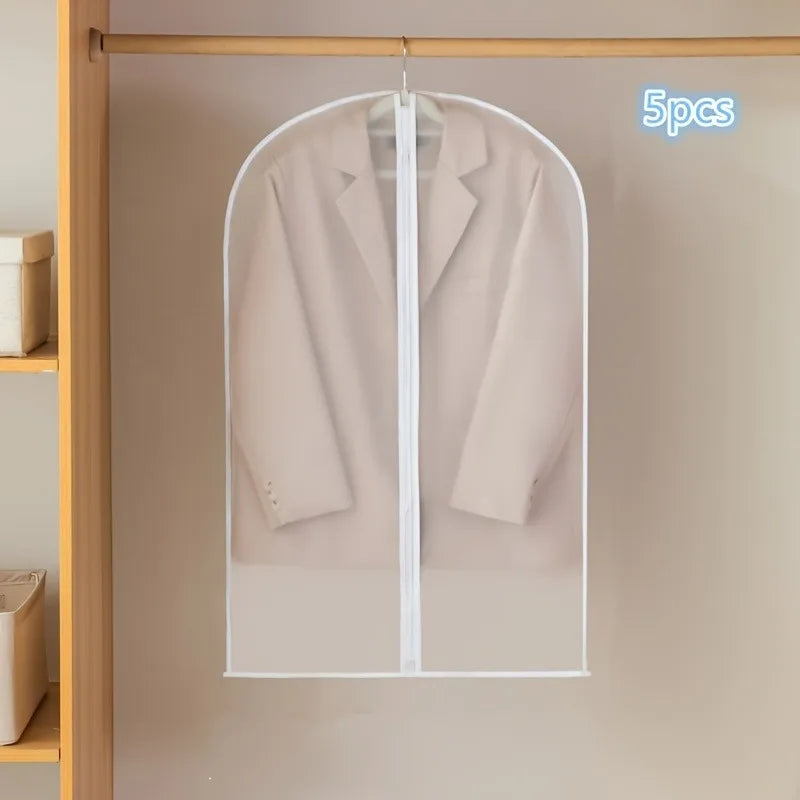 5pcs Transparent Thickened Garment Protection Bags Home Wardrobe Clothes Storage and Protective Bags Suit and Coat Hanging Bags Oasis Select 5pcs 80cm