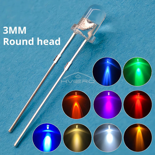 100Pcs 3mm LED Diode Assortment Kit – Ultra Bright Multi-Color LED Diode Kit Oasis Select