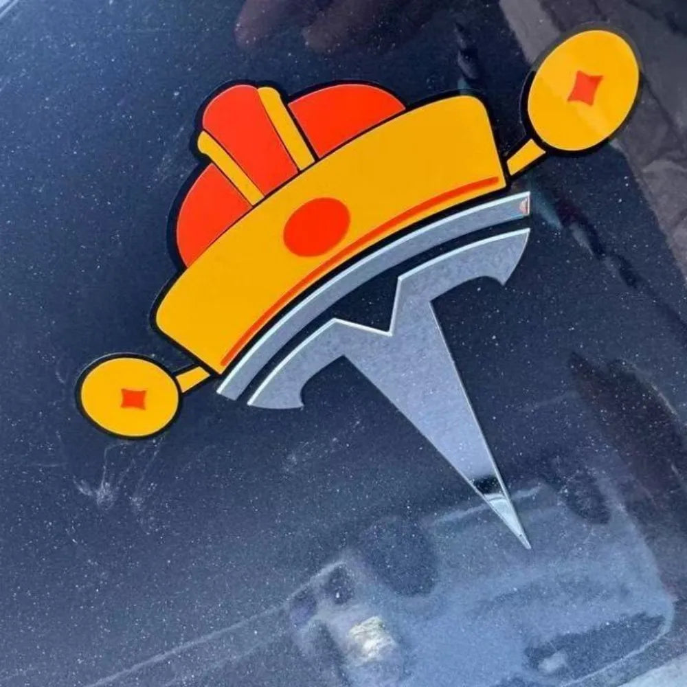 Tesla Christmas Emblem Sticker – Santa Hat, Elk & Festive Designs