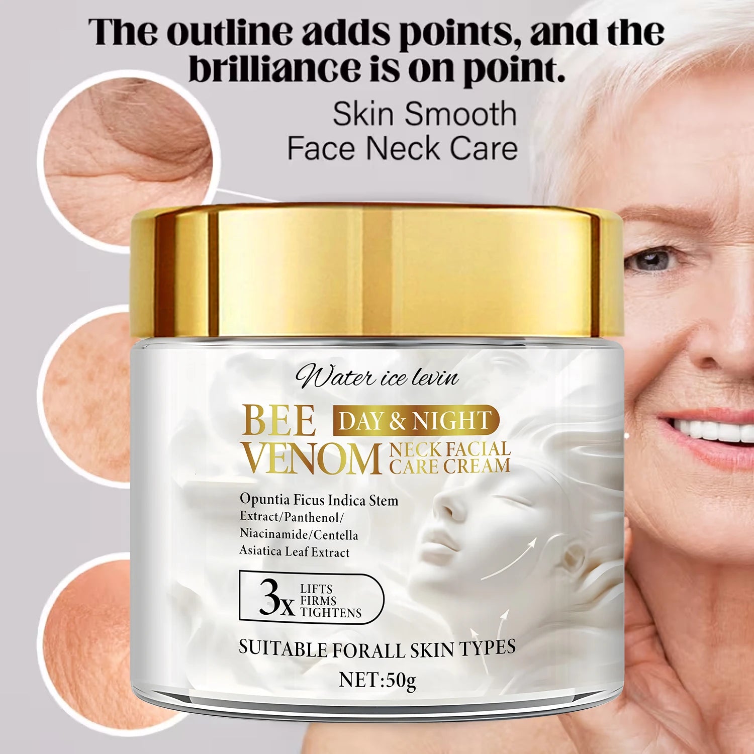 Bee Venom Neck & Face Firming Cream – Collagen & Hyaluronic Acid Facial Firming Cream Oasis Select