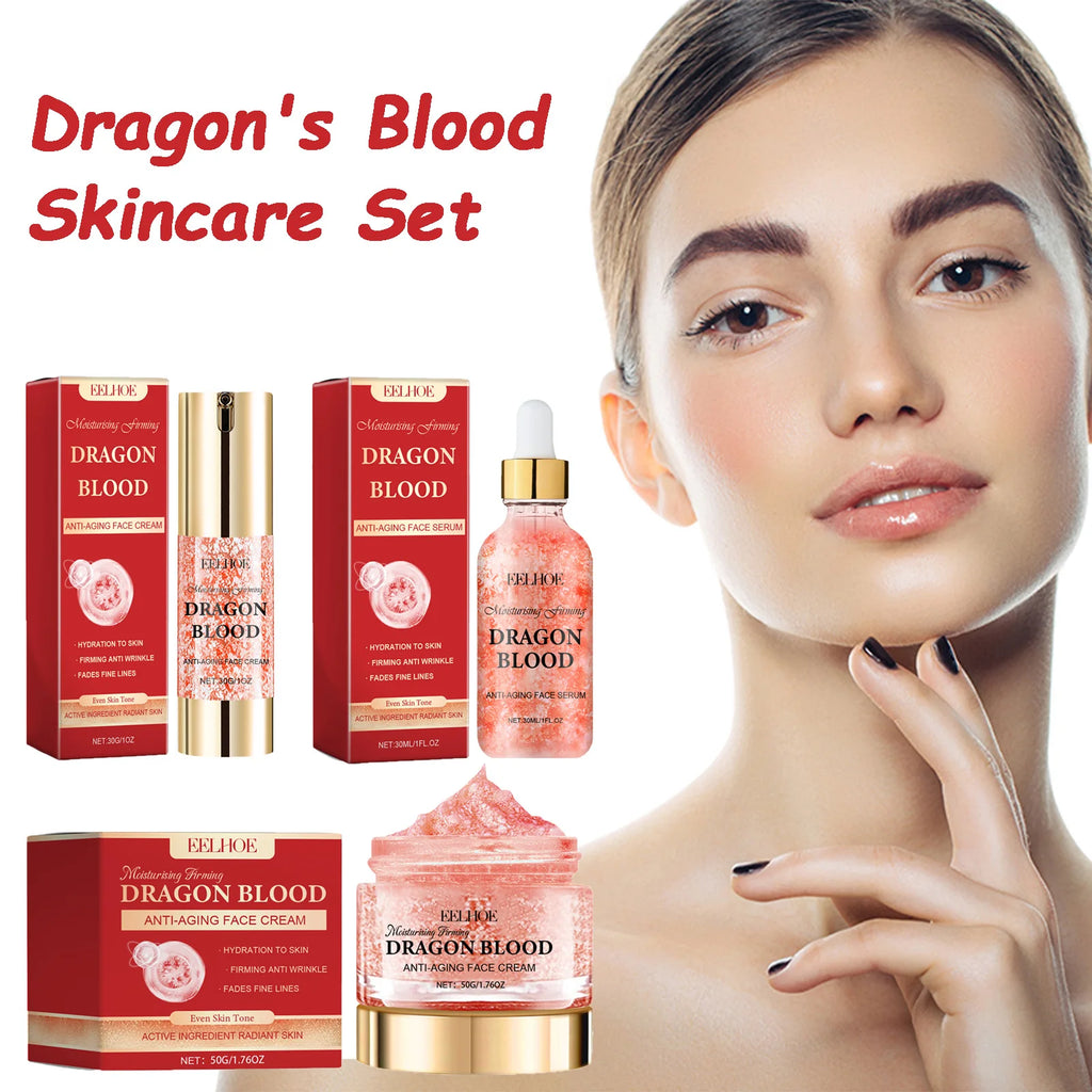 Dragon's Blood Skincare Set Anti-Aging Face Serum & Creams Reduce Wrinkles Firming Smoothing Hydrating Brightening Face SkinCare Oasis Select