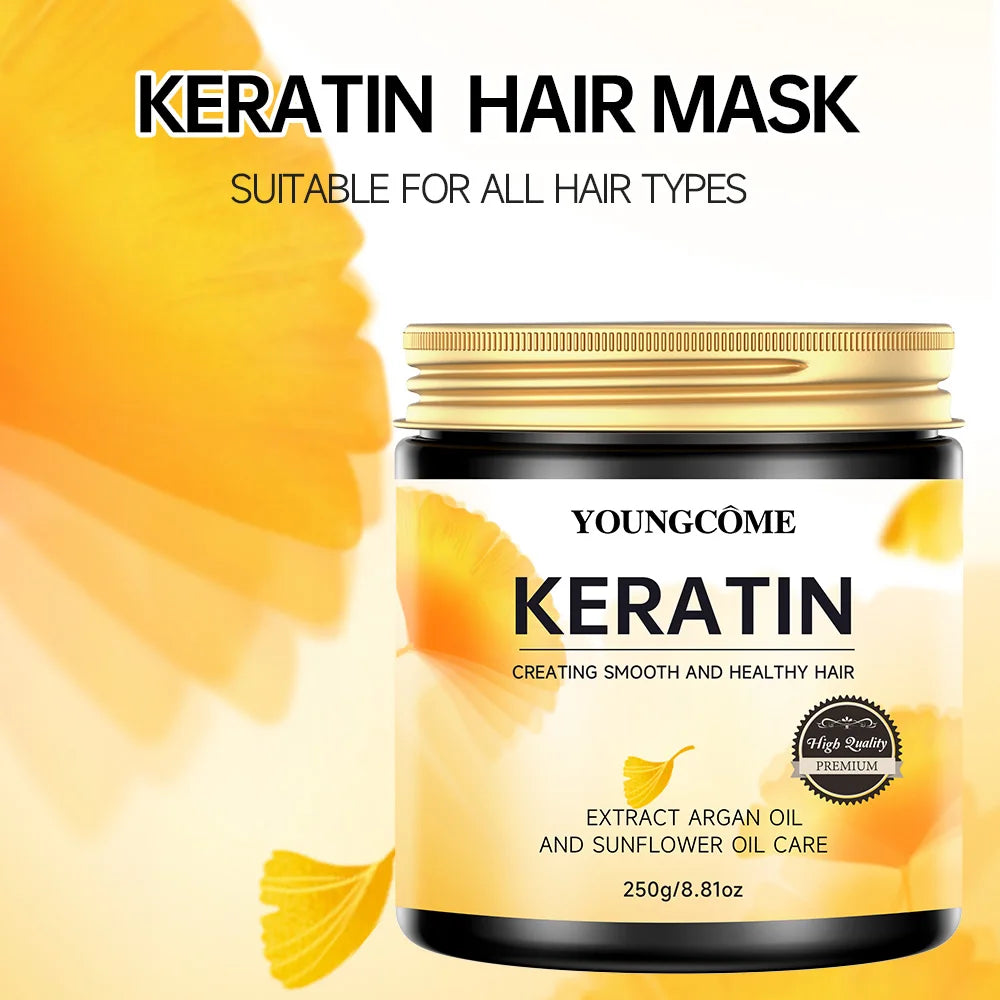 Keratin Hair Mask with Argan Oil – Sulfate-Free, 250g | YOUNGCOME