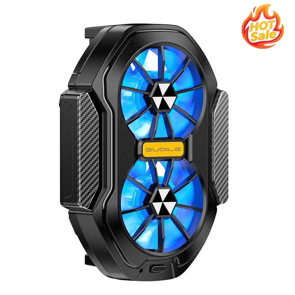 Dual Fan Mobile Phone Cooler Plug-in/Rechargeable Portable Game Heat Sink Type-C with Blue Light for Android Smartphones iPhone Oasis Select