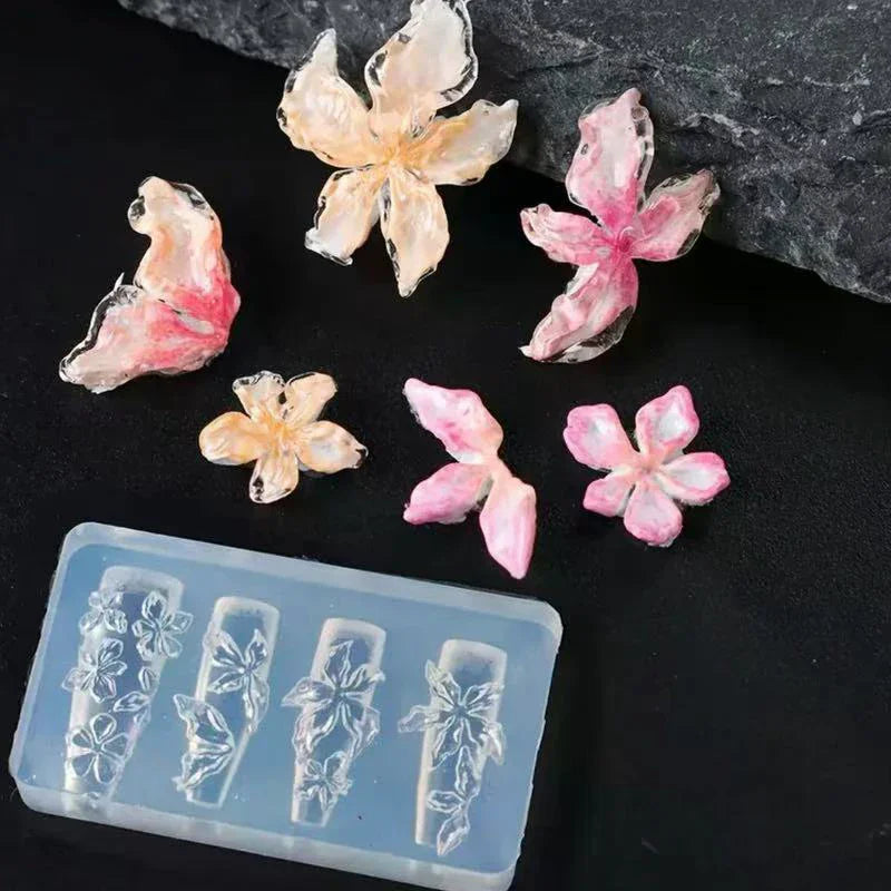Flower Serie 3D Silicone Nail Accessories Carving Mold Ice Flower Lily Diy Template Nail Art Carving Mold Charms Oasis Select
