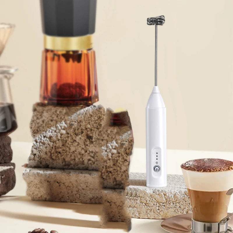 UPGRADED Electric Coffee Frother/MILK Whisk+Egg Beater MINI Food Blender USB Rechargeable Handheld Three Speeds Espresso Tools Oasis Select