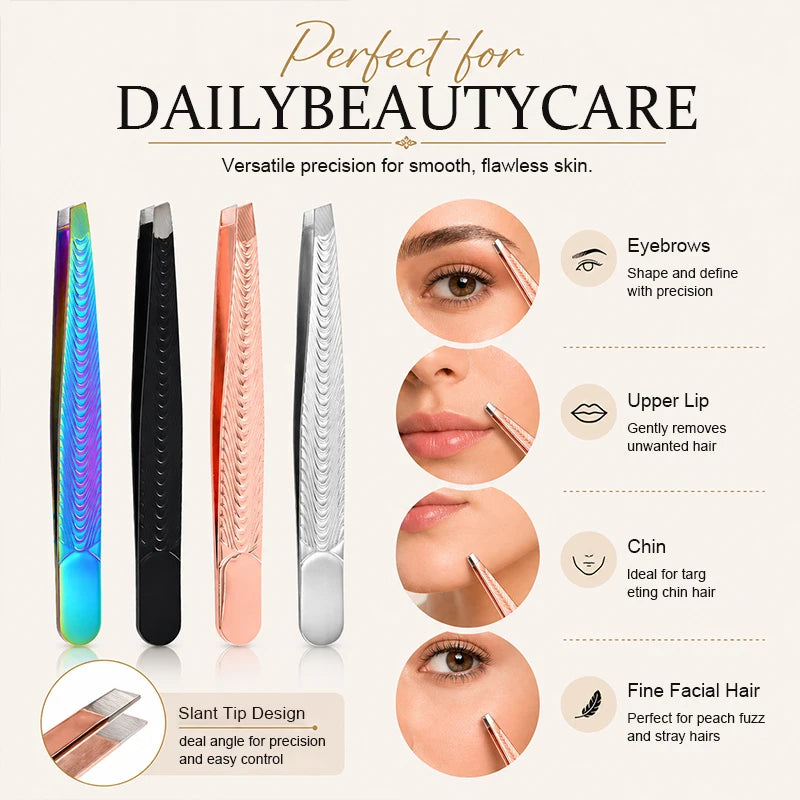 Stainless Steel Eyebrow Tweezers – Precision Hair Removal Tool