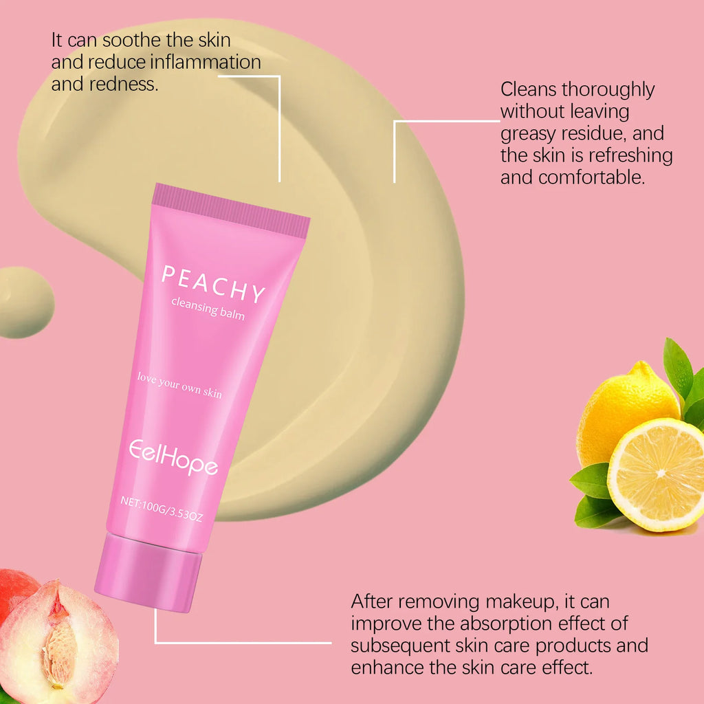 100G Peach Makeup Remover Balm Gentle Dissolve Makeup Dirts Hydrating Skin Non-tight Oil Control Smoothing Soften Makeup Remover Oasis Select