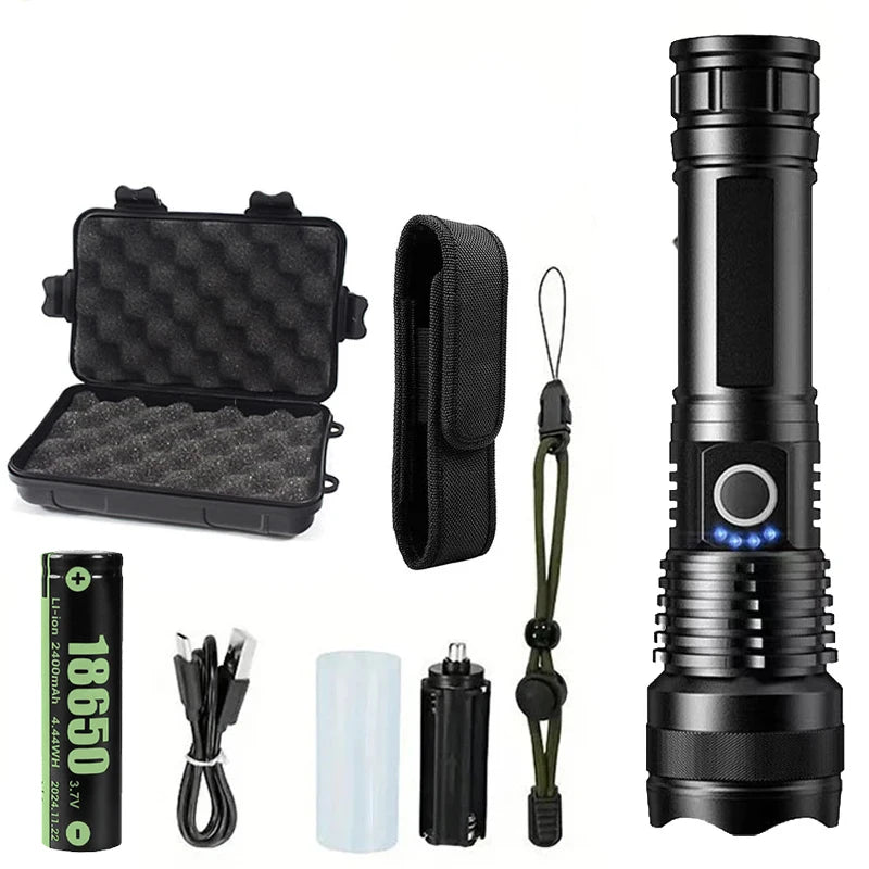 USB Rechargeable LED Flashlights High Lumens Super Bright Tactical Handheld Flash Light Zoomable,Waterproof Emergency Lantern Oasis Select 18650 with box