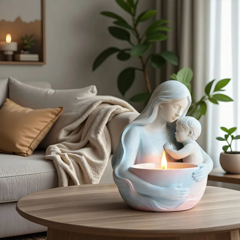 Mother Embraces Child Candle Cup Silicone Mold DIY Plant Small Flower Pot Gypsum Ceramic Mold Oasis Select