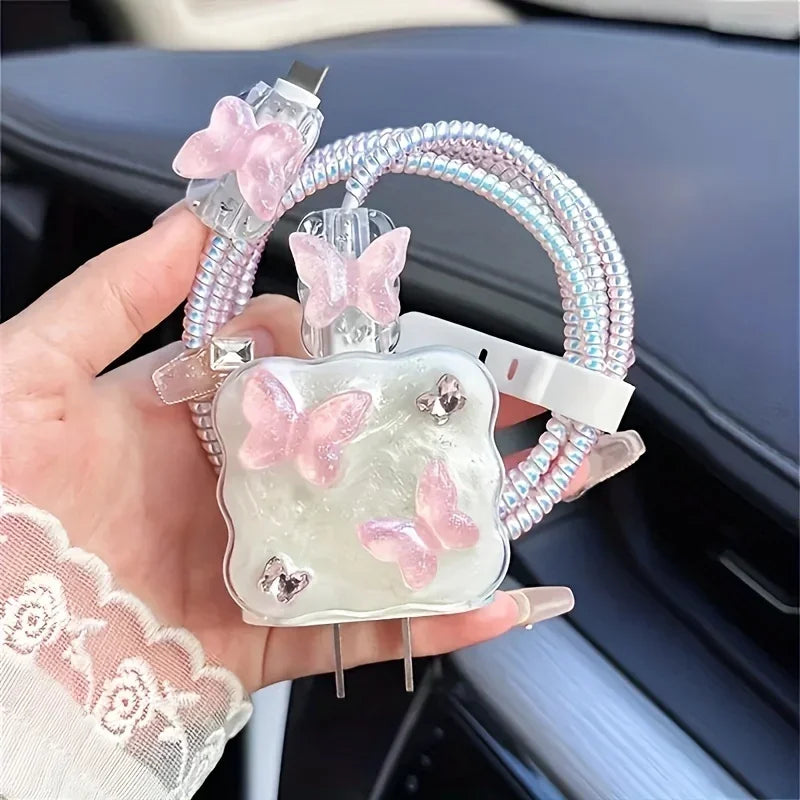 Butterfly Charger Protective Case Cable Protector For iPhone 18W/20W Fast Charging Cable Data Anti-break Charger Protective Rope Oasis Select 1pc
