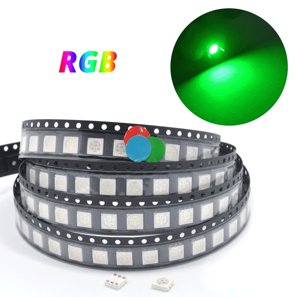 100Pcs 5050 SMD LED Chips – RGB, White & Multi-Color DIY LEDs