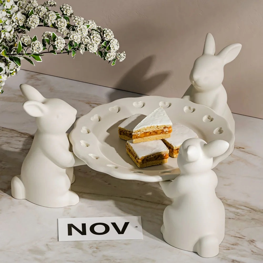 3D Cute Candy Plates Easter Bunny Mold Silicone Rabbit Tray mold for Thanksgiving Holidays Party Offices Home Room Desk Desktop Oasis Select