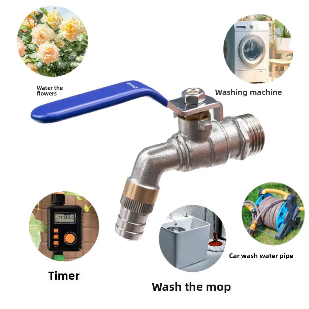 Blue Industrial and Home Irrigation Zinc Alloy Garden Bibcocks with Dual Nipple and Outdoor Balcony Faucet Bathroom Faucet Oasis Select