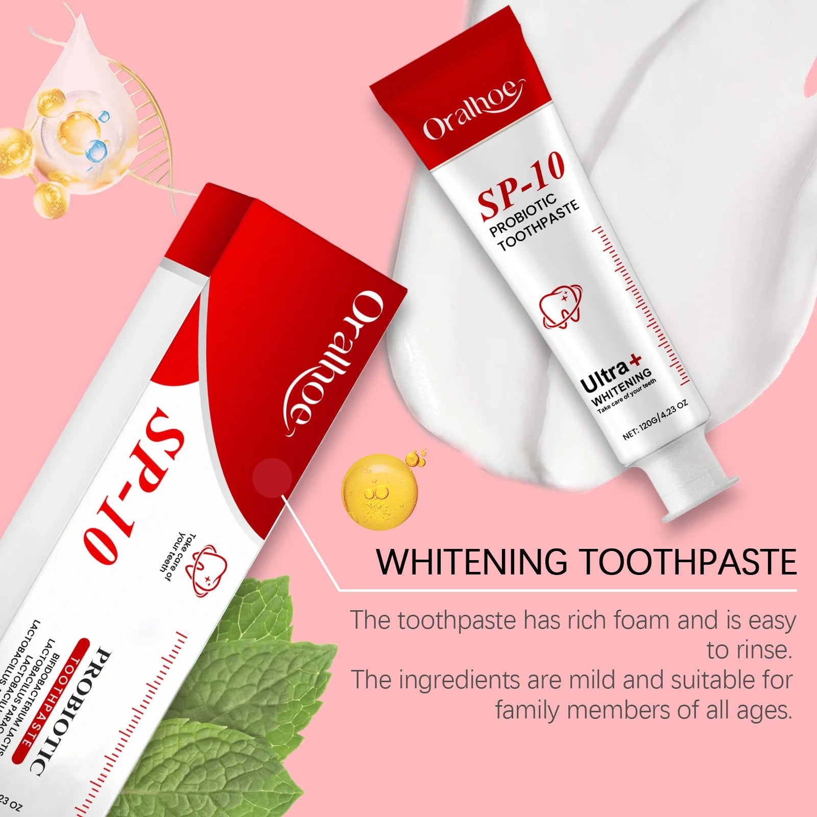Mild Probiotic Toothpaste Fresh Breath Remove Plaque Stains Deep Clean Dental Oral Hygiene Teeth Brightening Toothpastes 120g Oasis Select