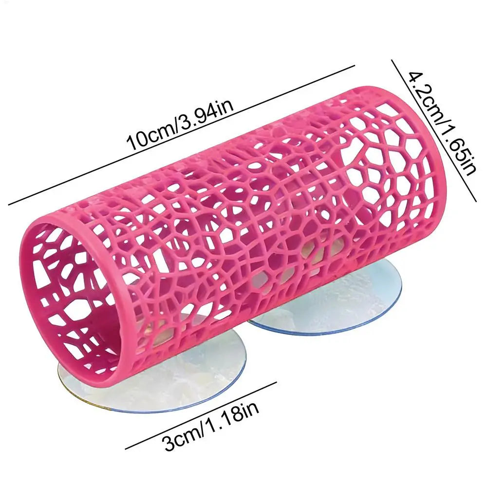 Fish Tank Tunnel Hollow Suction Small Safe Fish Tank Cave Betta Habitat Resting Shelter Ornament for Aquatic Pets Cichlids Oasis Select Pink