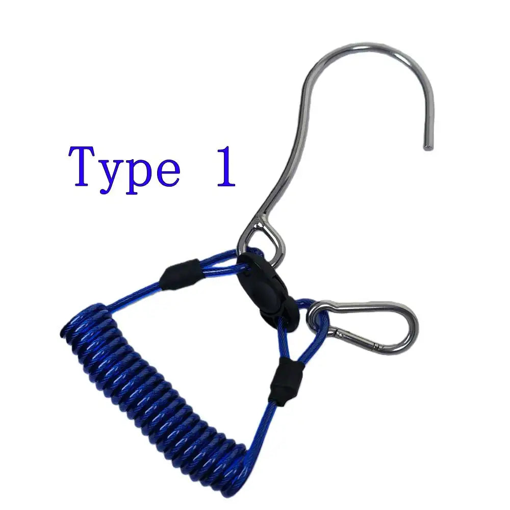 Heavy-duty 316 Stainless Steel Retractable Scuba Sigle/Double Reef Drift Hook with Carabiner Oasis Select Type1sigle