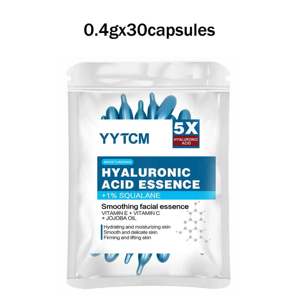 Hyaluronic Acid Capsule Essence – Squalane, Vitamin C & E | 90ct Face Capsule Serum Oasis Select 1 Bag 30 Capsules