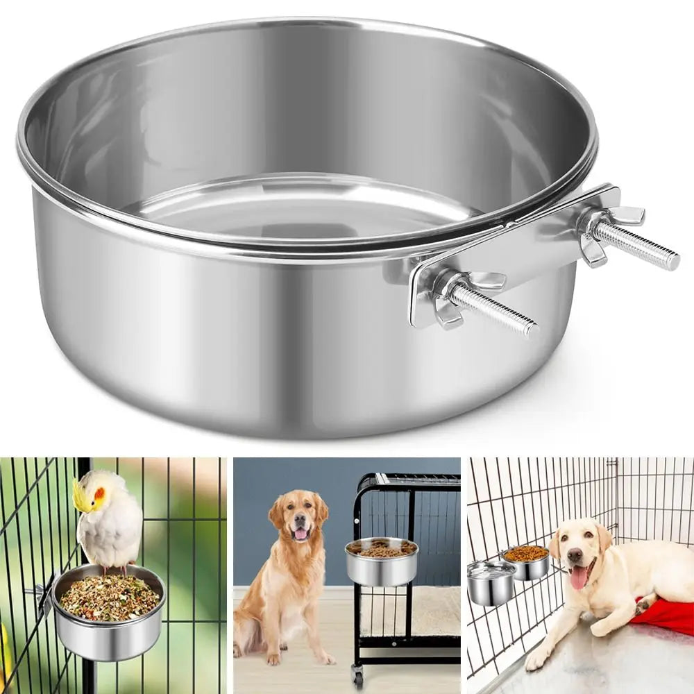 New Stainless Steel Pet Bowl Anti-gnawing Hanging Pet Feeder Feeder Dish Pet Oasis Select