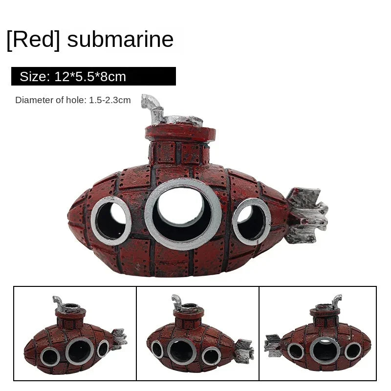 Resin Submarine Ornaments Aquarium Fish Tank Decoration Fish Shrimp Shelter Cave Landscaping Accessories for Aquarium Fish Tank Oasis Select Red A
