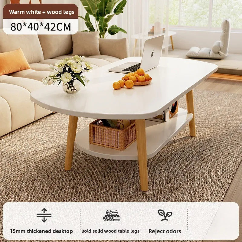 Coffee table living room small apartment multi-functional small tea table Nordic simple homestay double-layer small table Oasis Select B-Y-80CM