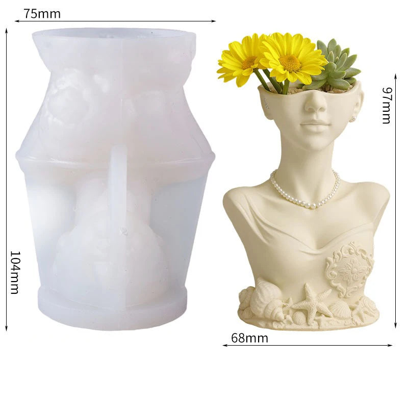 Girl Aromatherapy Gypsum Cup Mold DIY Drip Storage Cup Flowerpot Ornament Silicone Mold Oasis Select White